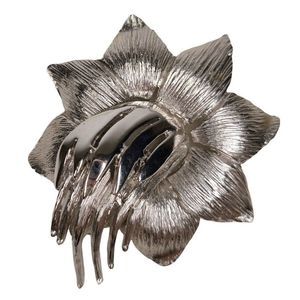 Vintage RARE Signed Ledo SIlver Tone Abstract Flower STATEMENT BROOCH‎ great